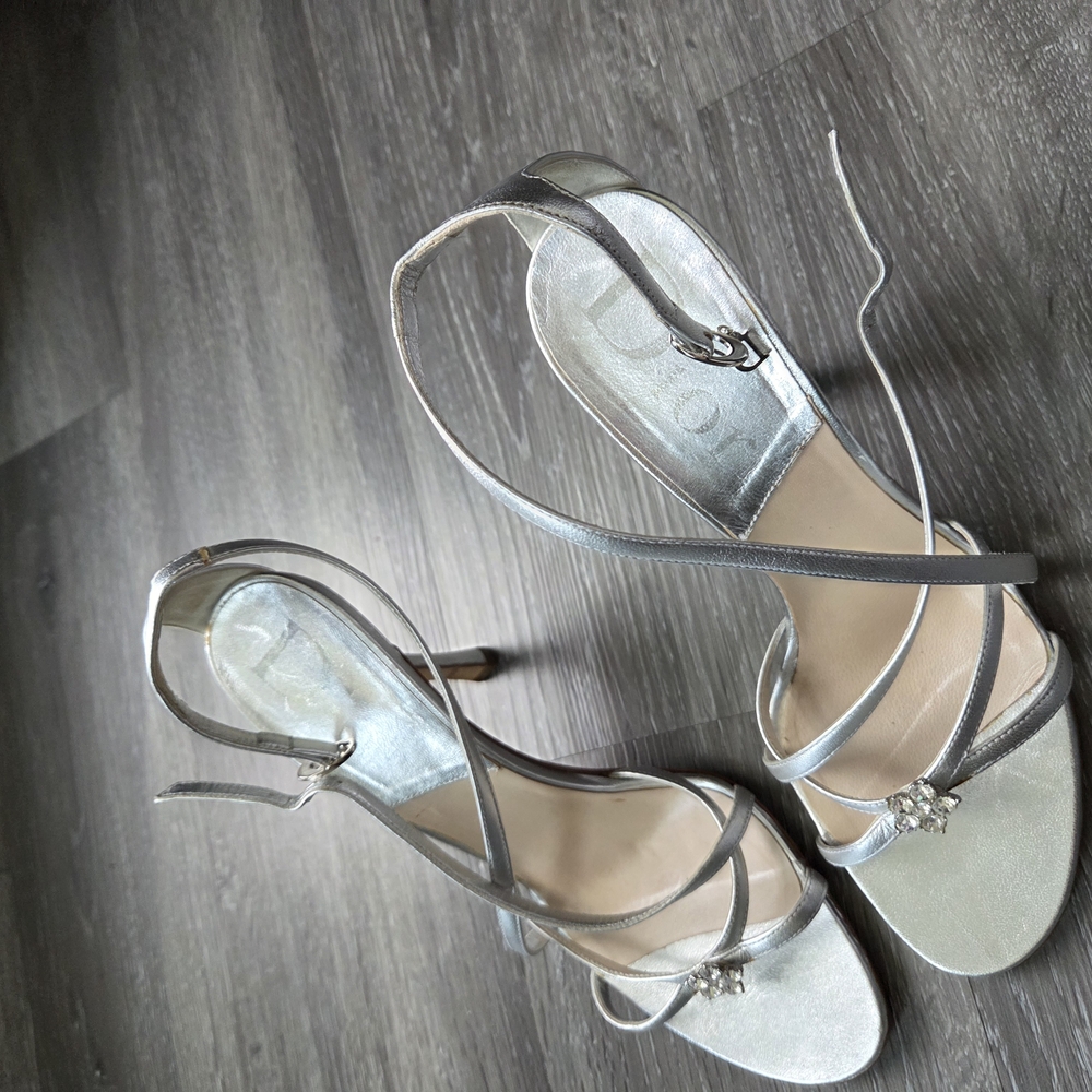 Elegant Silver Strappy Heels